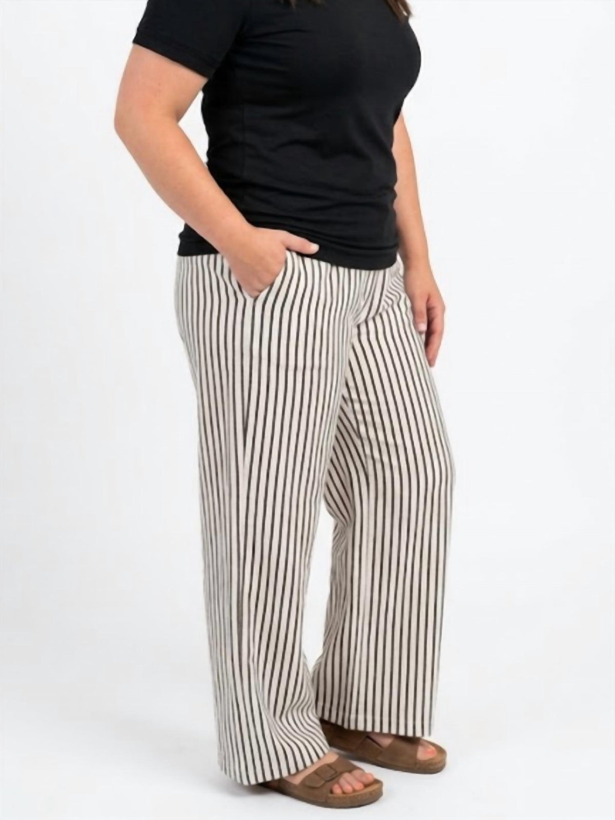Bombom - Striped Wide Leg Drawstring Pants