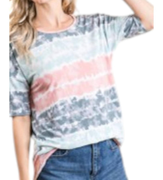 Bombom - Tie Dye Stripes Top - blue - clothing - shirts