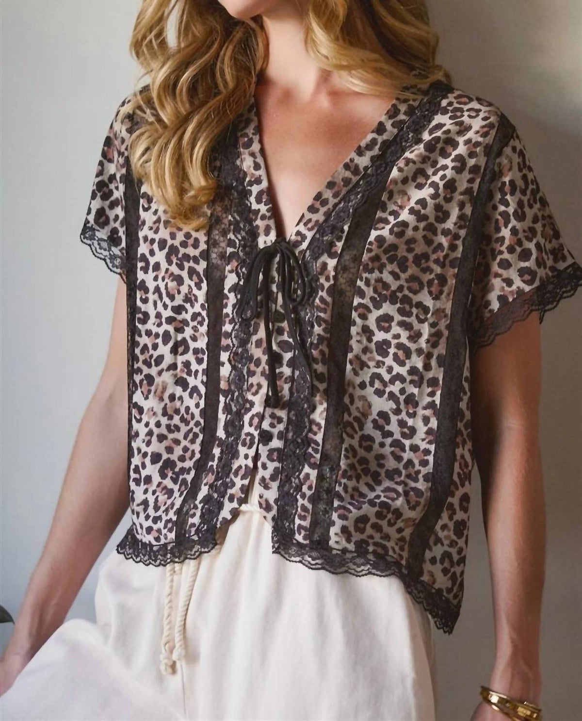 Bon - Leopard Print Flowy Top