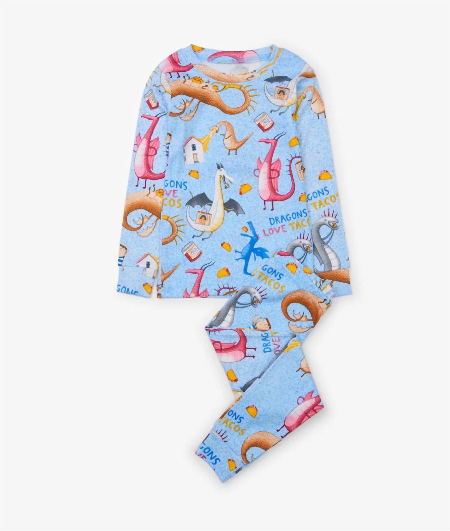 Books To Bed - Boy's Dragons Love Tacos Pajamas - blue - clothing - cotton
