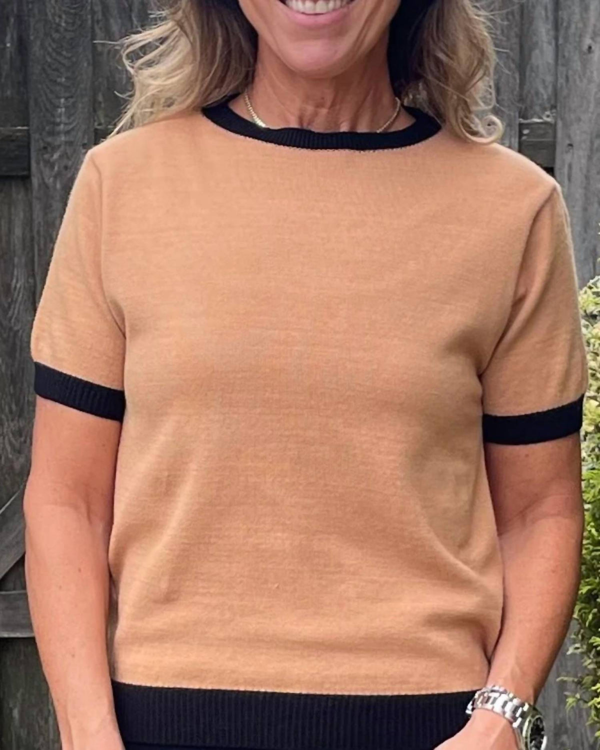 Brand Bazar - Bendel Short Sleeve Ringer Sweater