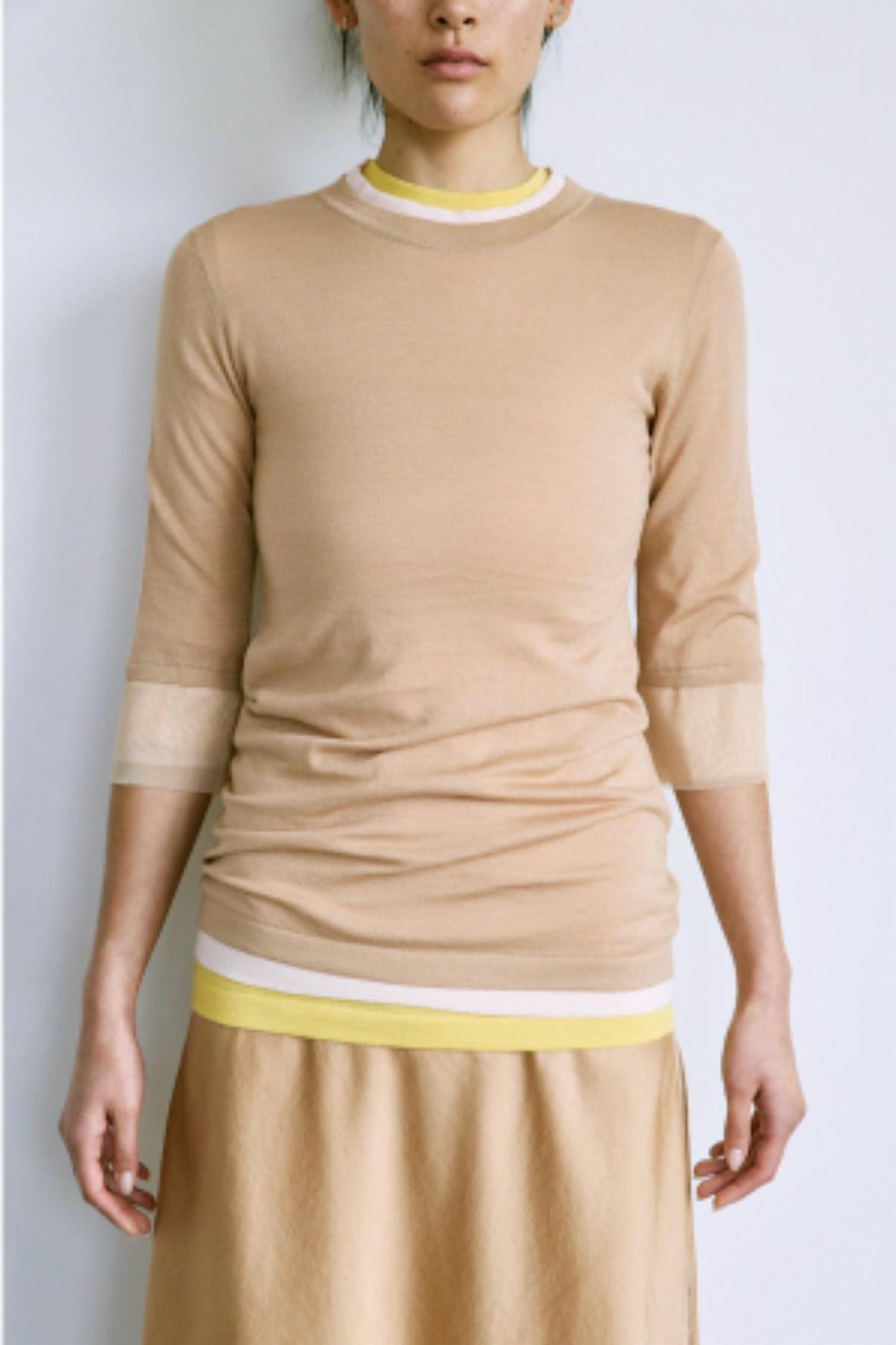 Brazeau Tricot - Pima Pullover Sweatshirt With Tulle Cuff