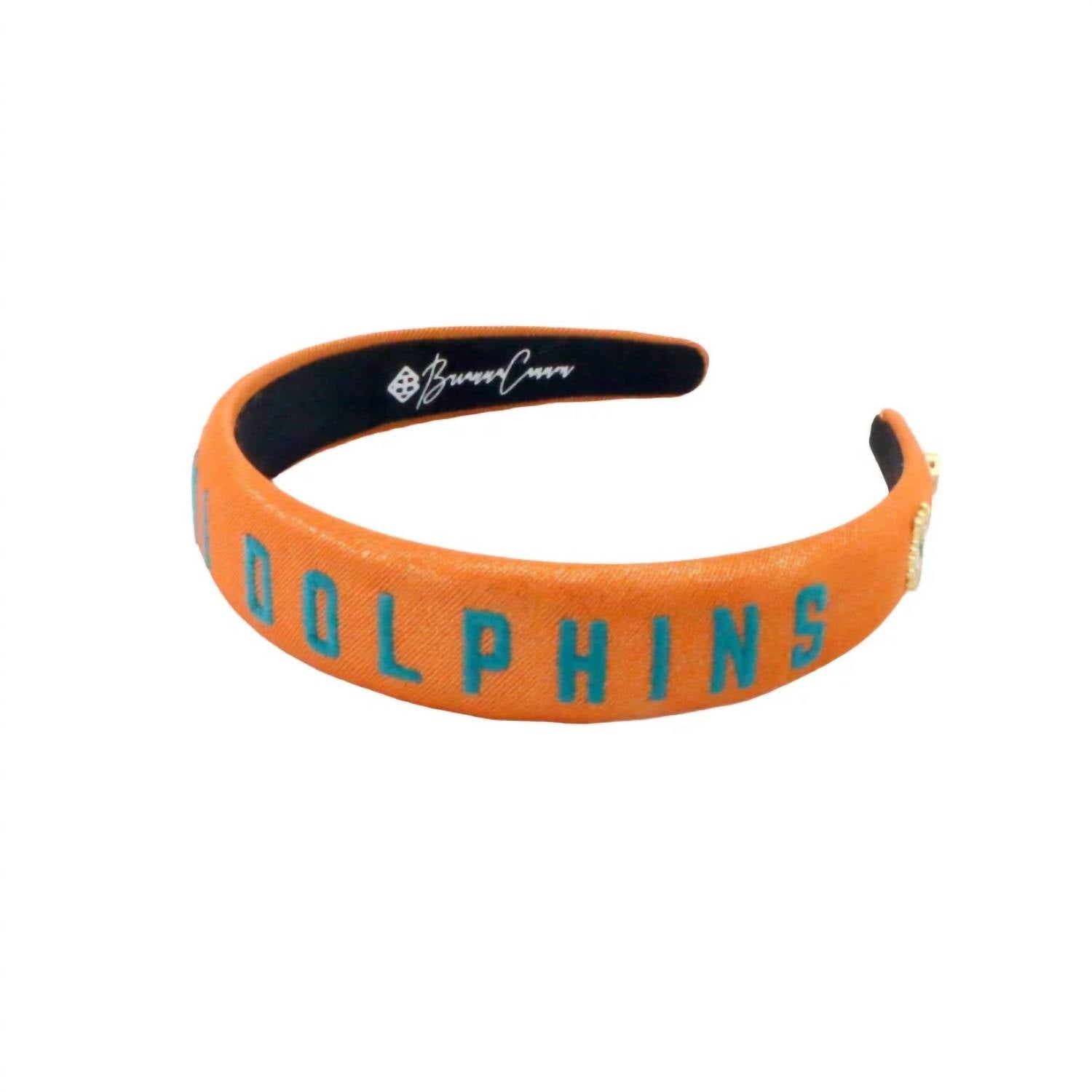 Brianna Cannon - Women's Miami Dolphins Thin Embroidered Headband - accessories - hair - accessories - orange