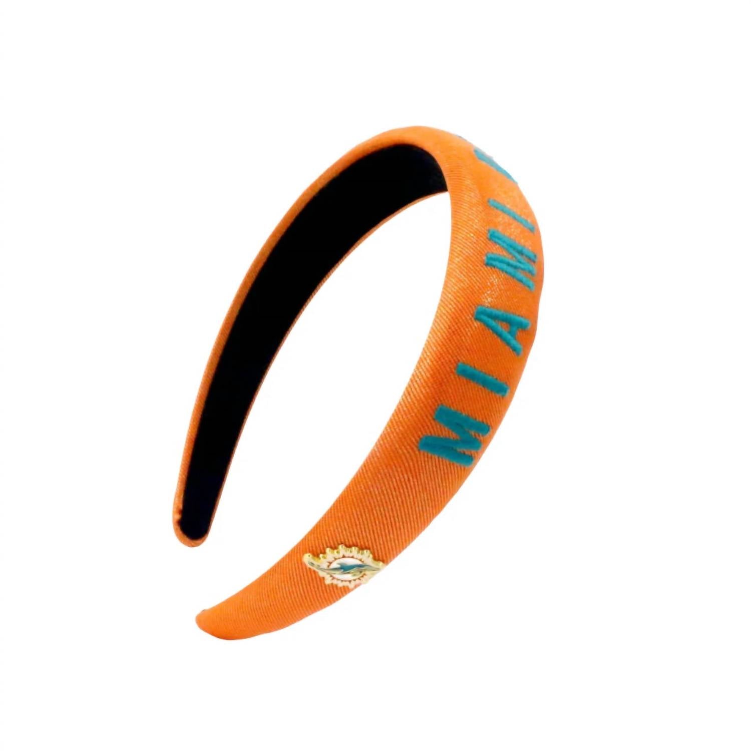 Brianna Cannon - Women's Miami Dolphins Thin Embroidered Headband - accessories - hair - accessories - orange