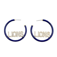 Brianna Cannon - Women's Penn State Pave Lions Hoop Earrings - blue - earrings - jewelry