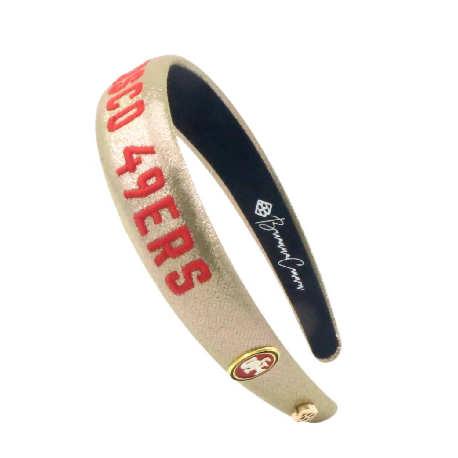 Brianna Cannon - Women's San Francisco 49ers Thin Embroidered Headband - accessories - gold - hair - accessories