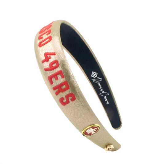Brianna Cannon - Women's San Francisco 49ers Thin Embroidered Headband - accessories - gold - hair - accessories