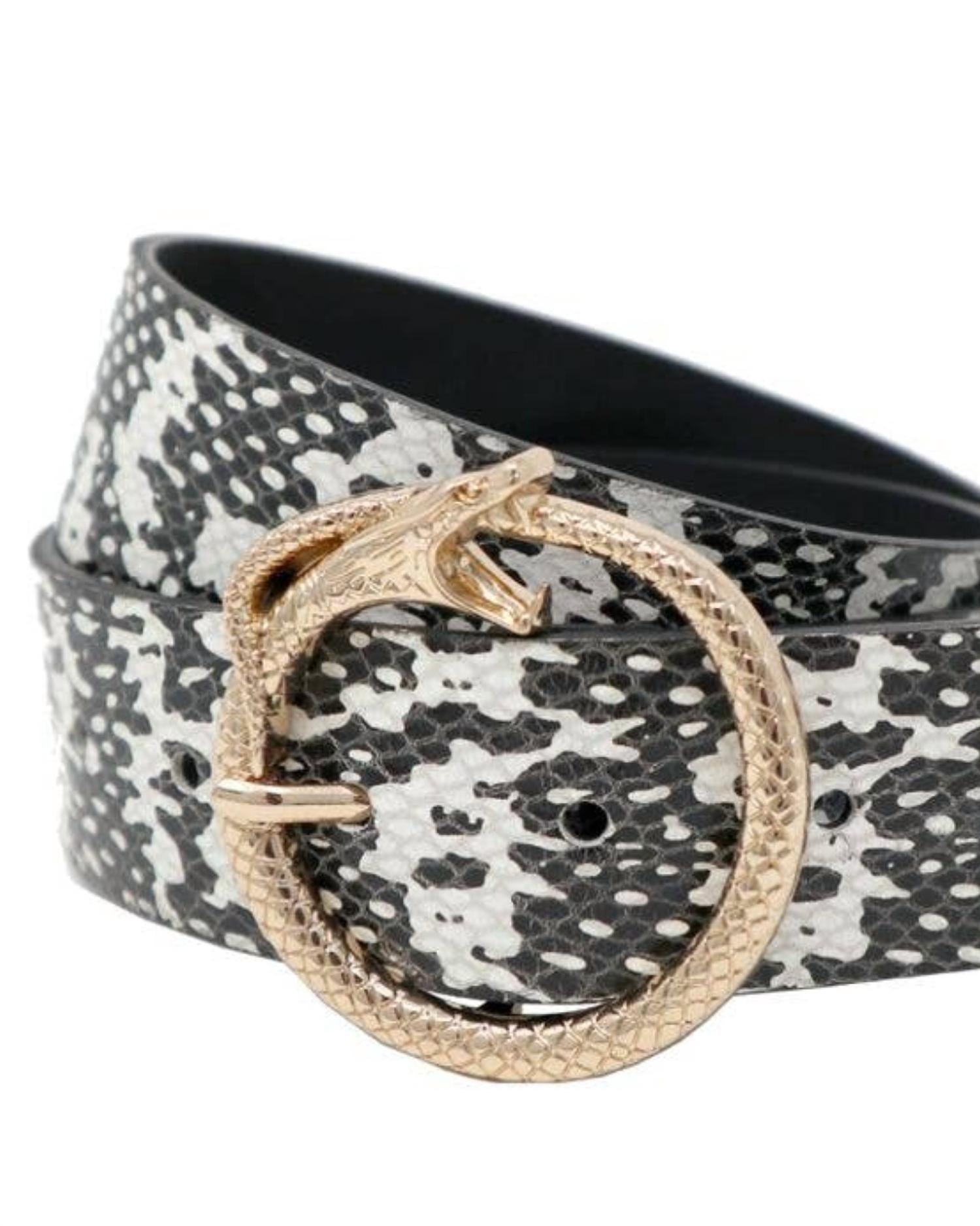 British Belt Co. - Women's Sammy Snake Mono Leather Belt - accessories - belts - gold