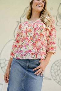 Briton Court - Amelia Palm Print Blouse