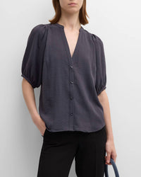 Brochu Walker - Button - down Blouson - sleeve Blouse - blouses - clothing - grey