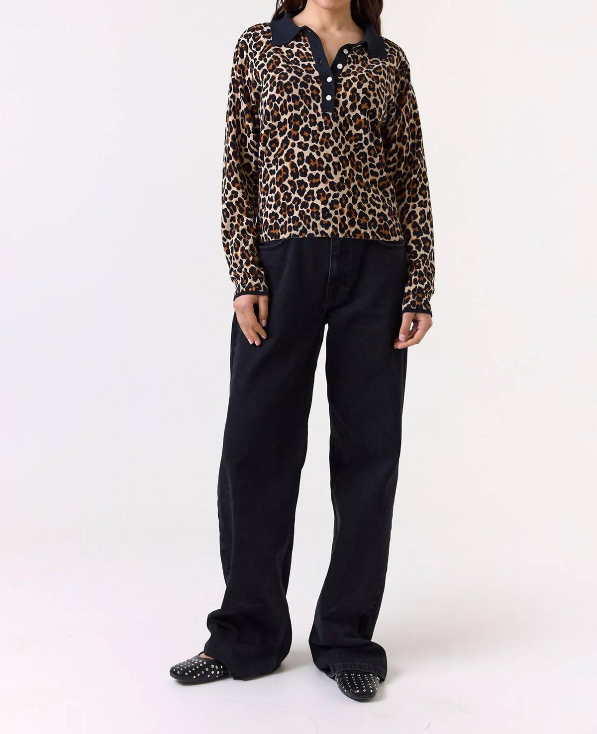 Brodie Cashmere - Leopard Polo Top