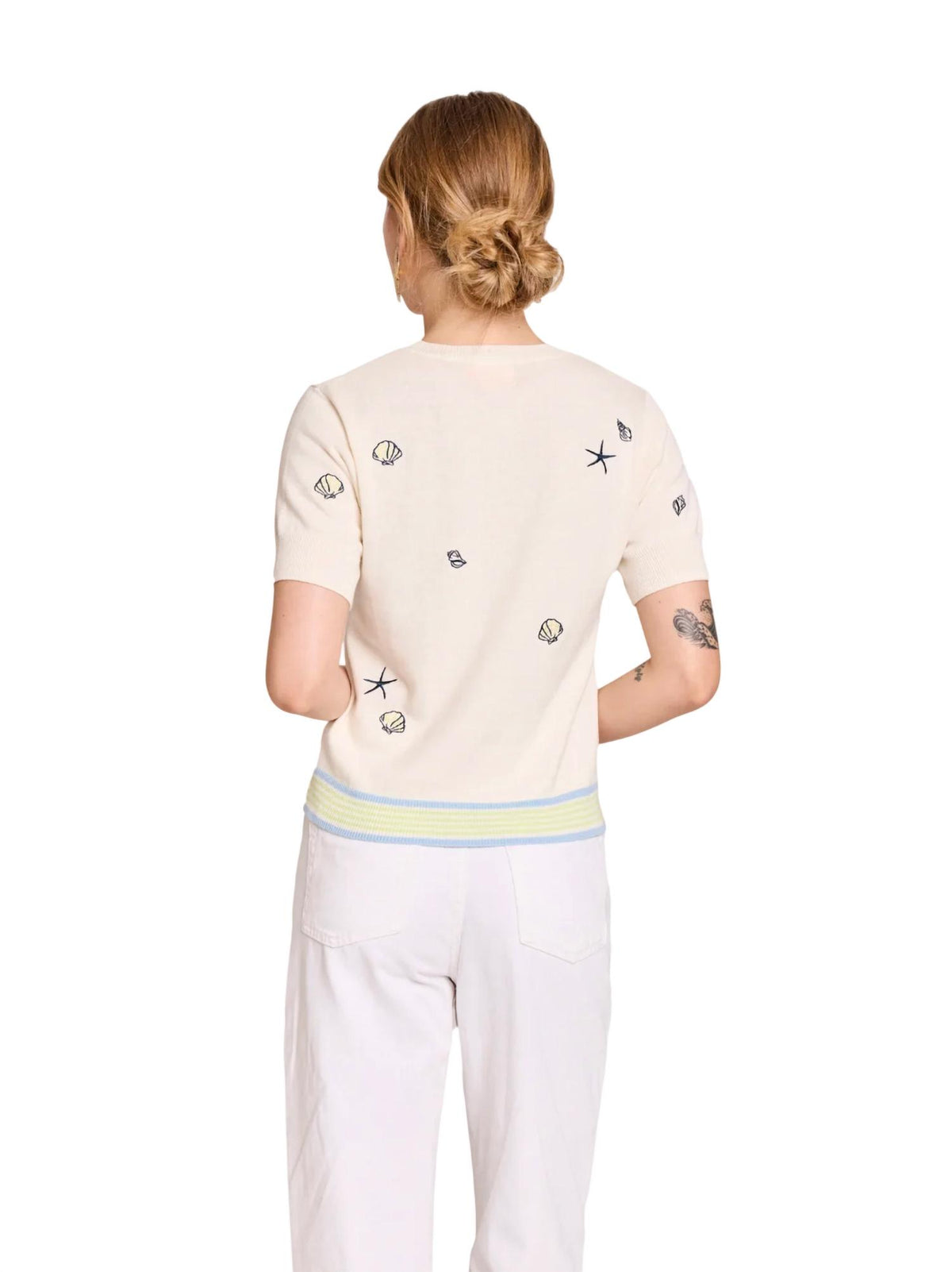 Brodie Cashmere - Shell Embroidery Tee