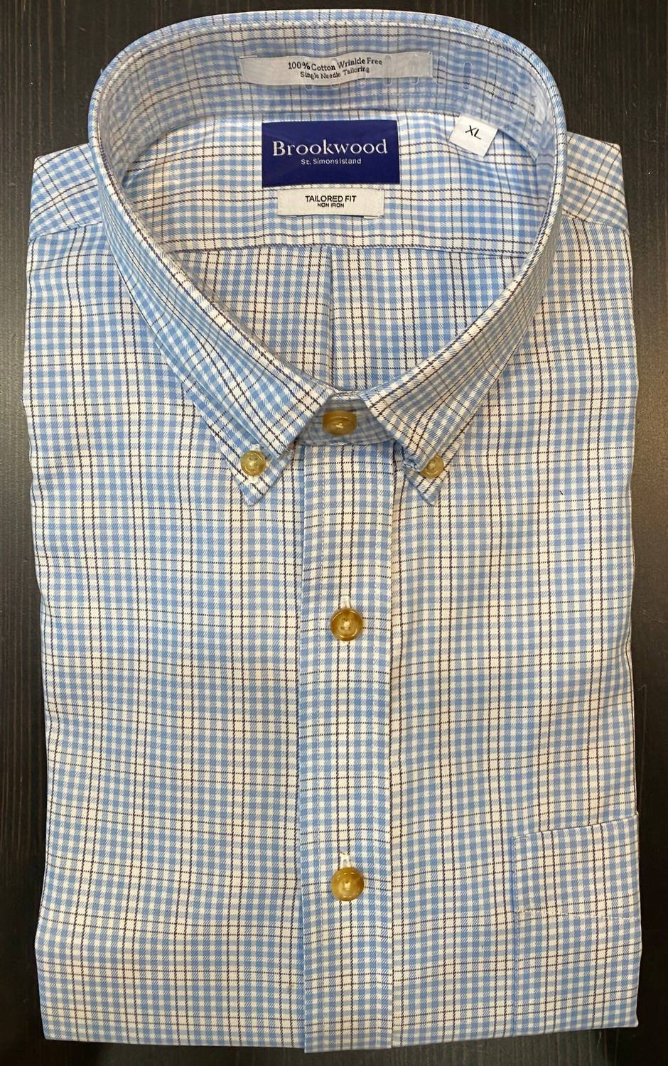 Brookwood - Men's Tailored Fit Private Label Sport Shirt - blue - casual - button - down - shirts - clothing