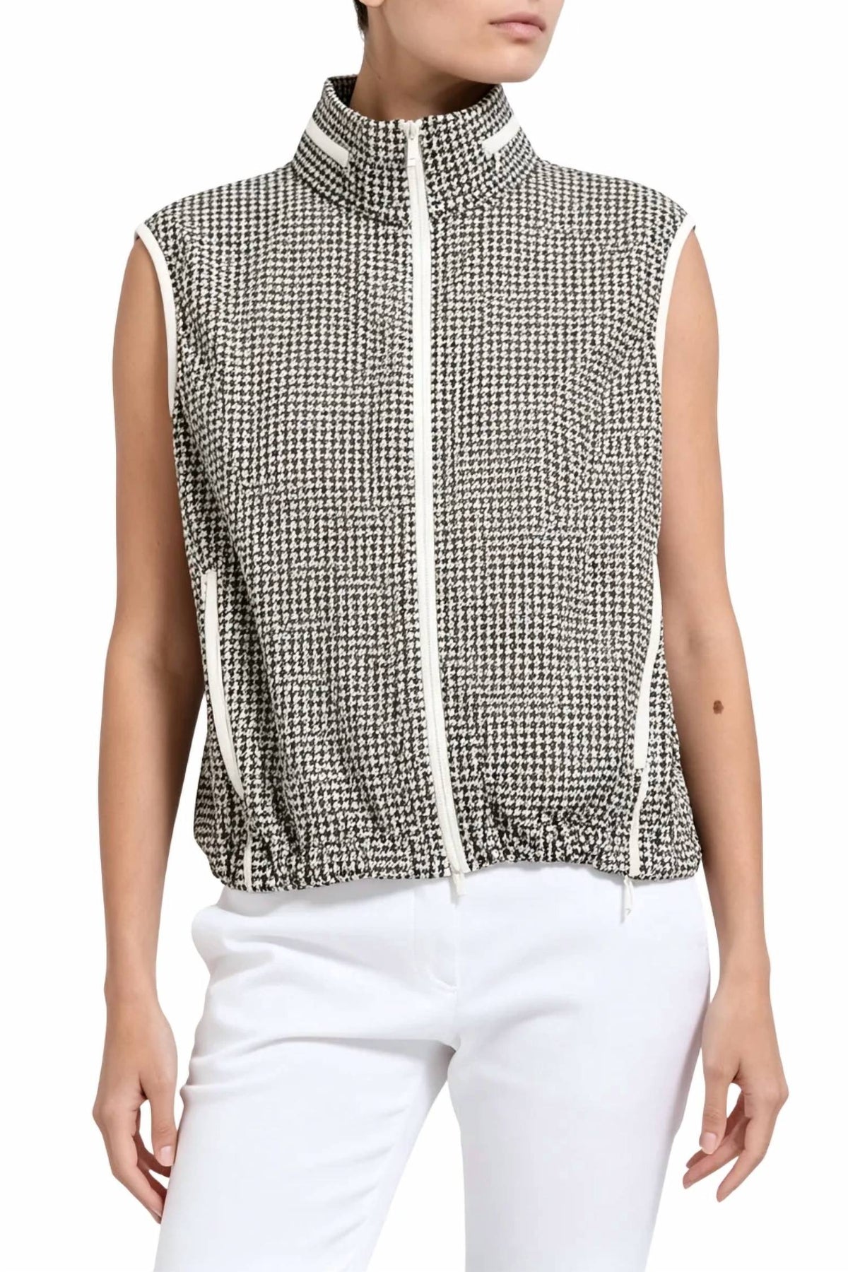 Brunello Cucinelli - Houndstooth Pattern Zip Up Vest