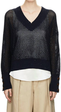 Brunello Cucinelli - Knitted Jumper With Lace Pattern And Sequins