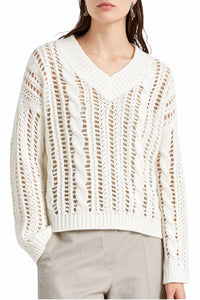 Brunello Cucinelli - Open-knit V-neck Sweater