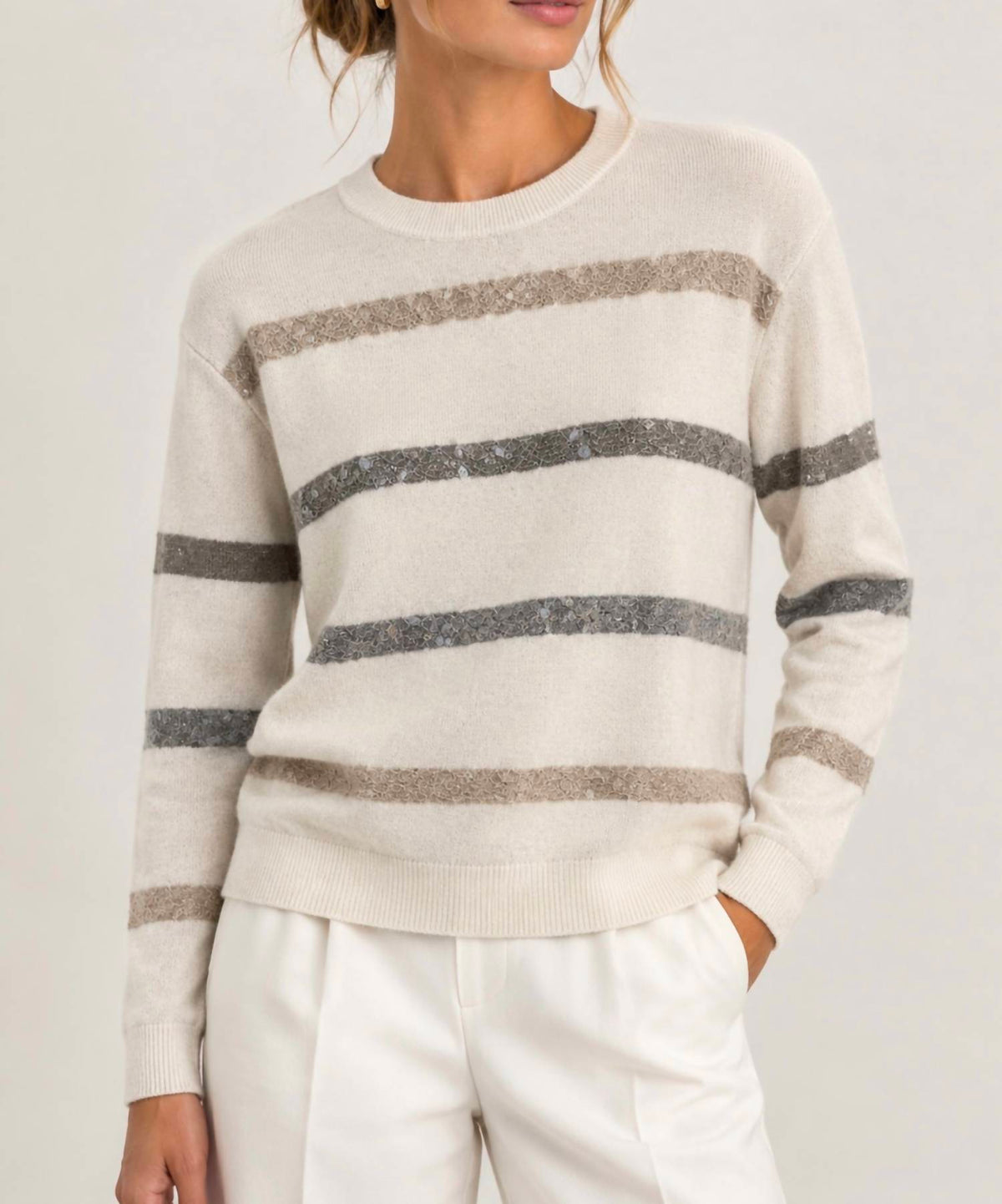 Brunello Cucinelli - Sequin-embel Striped Sweater