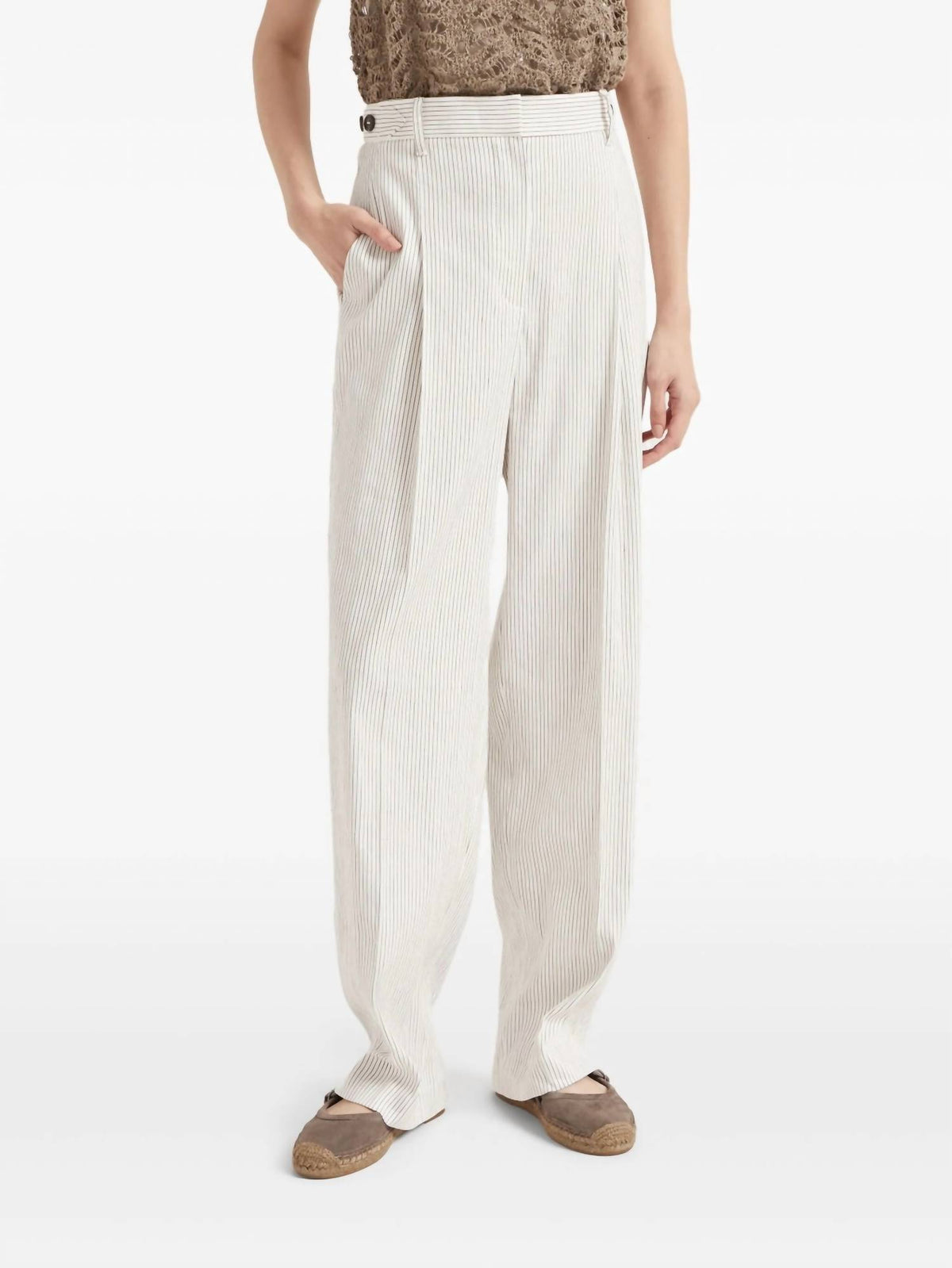 Brunello Cucinelli - Striped Straight Leg Pant