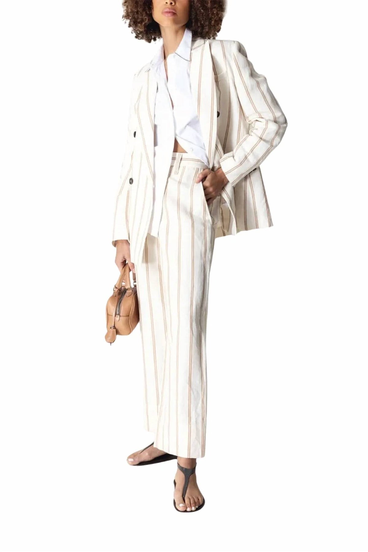 Brunello Cucinelli - Women's Double-breasted Striped Blend Blazer