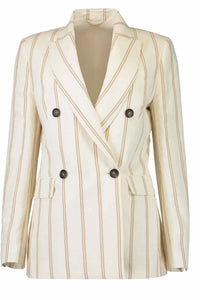 Brunello Cucinelli - Women's Double-breasted Striped Blend Blazer