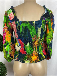 Btfl-Life - Cropped Peasant Three Quarter Sleeve Blouse