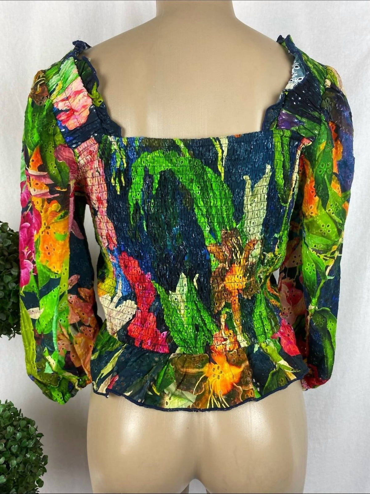 Btfl-Life - Cropped Peasant Three Quarter Sleeve Blouse
