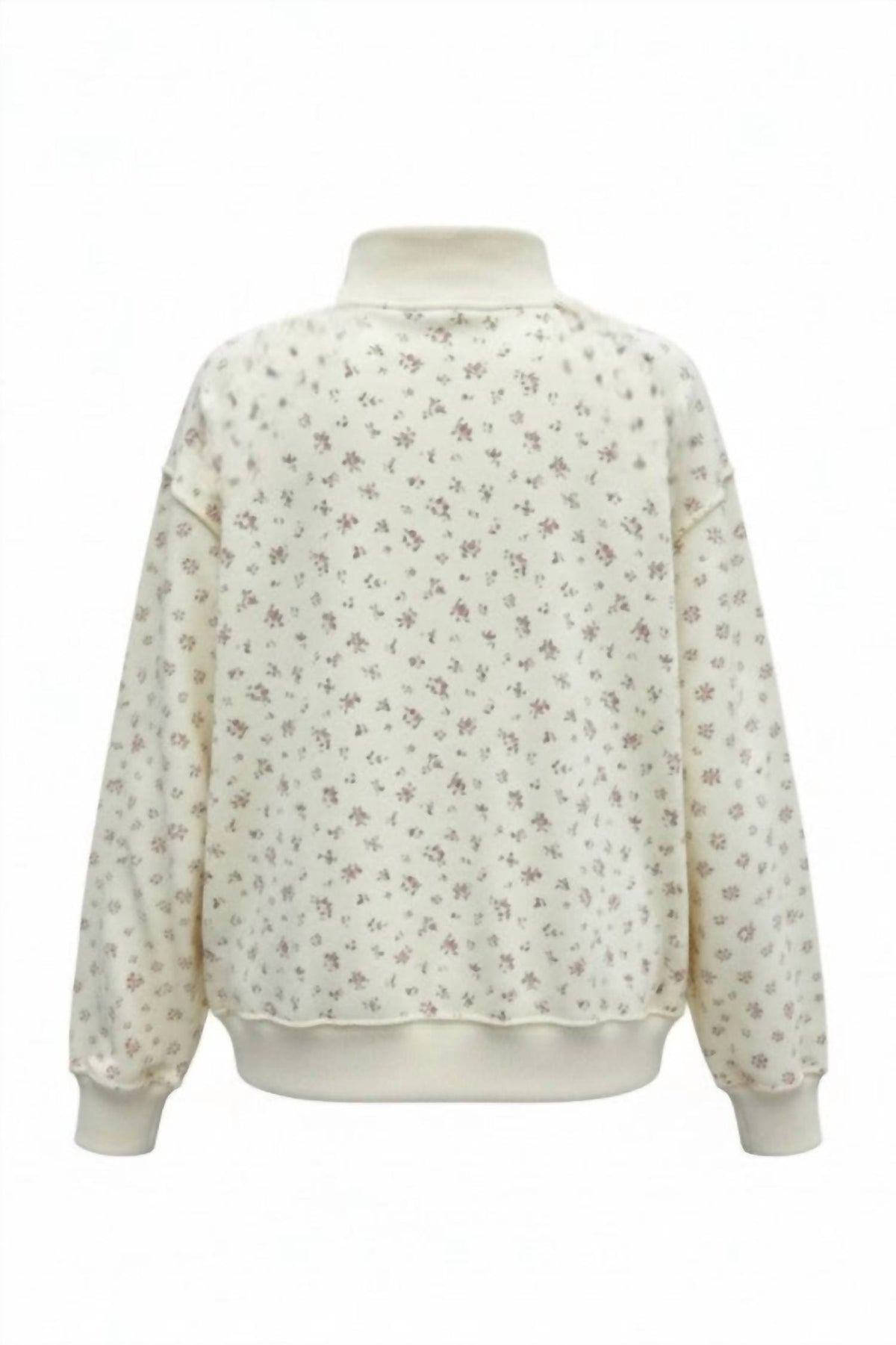 Bucketlist - Floral Print Oversized Mock Neck Sweatshirt