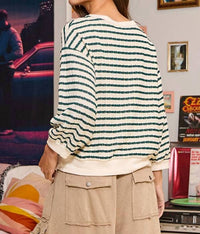 Bucketlist - Striped Texture Relaxed Silhouette Top