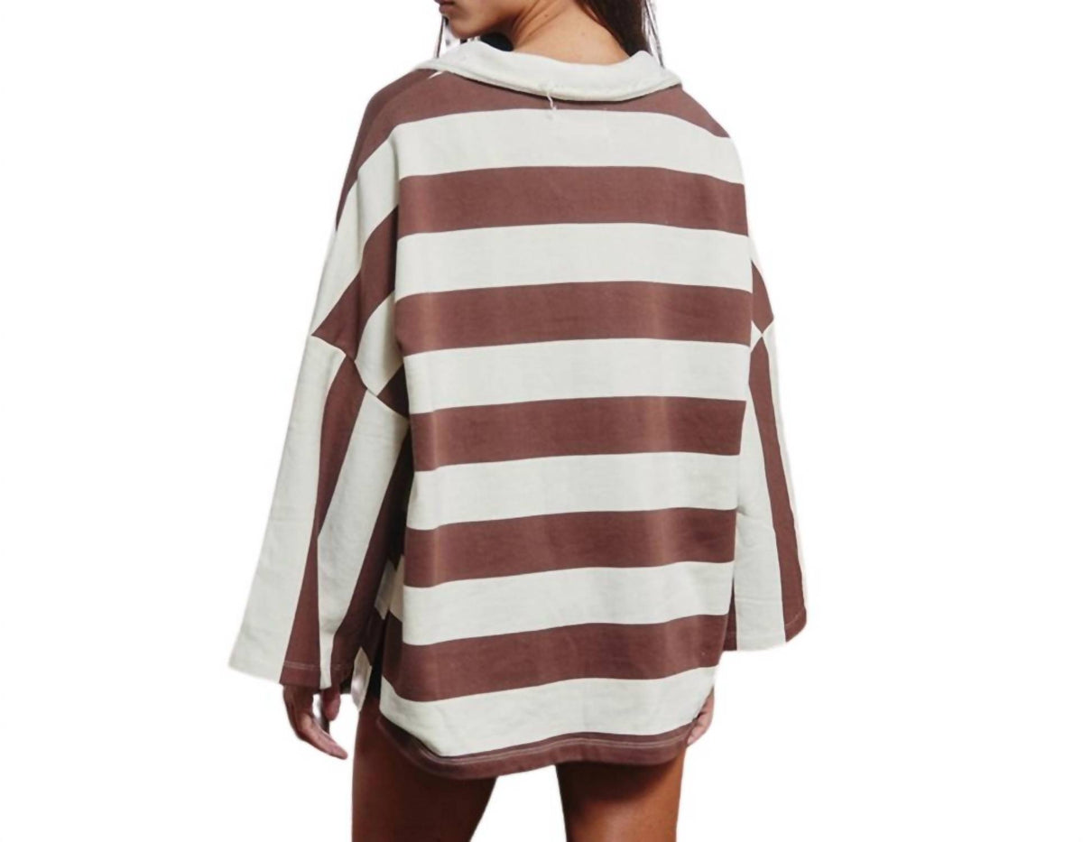 Bucketlist - The Sideline Striped Open Collar Top