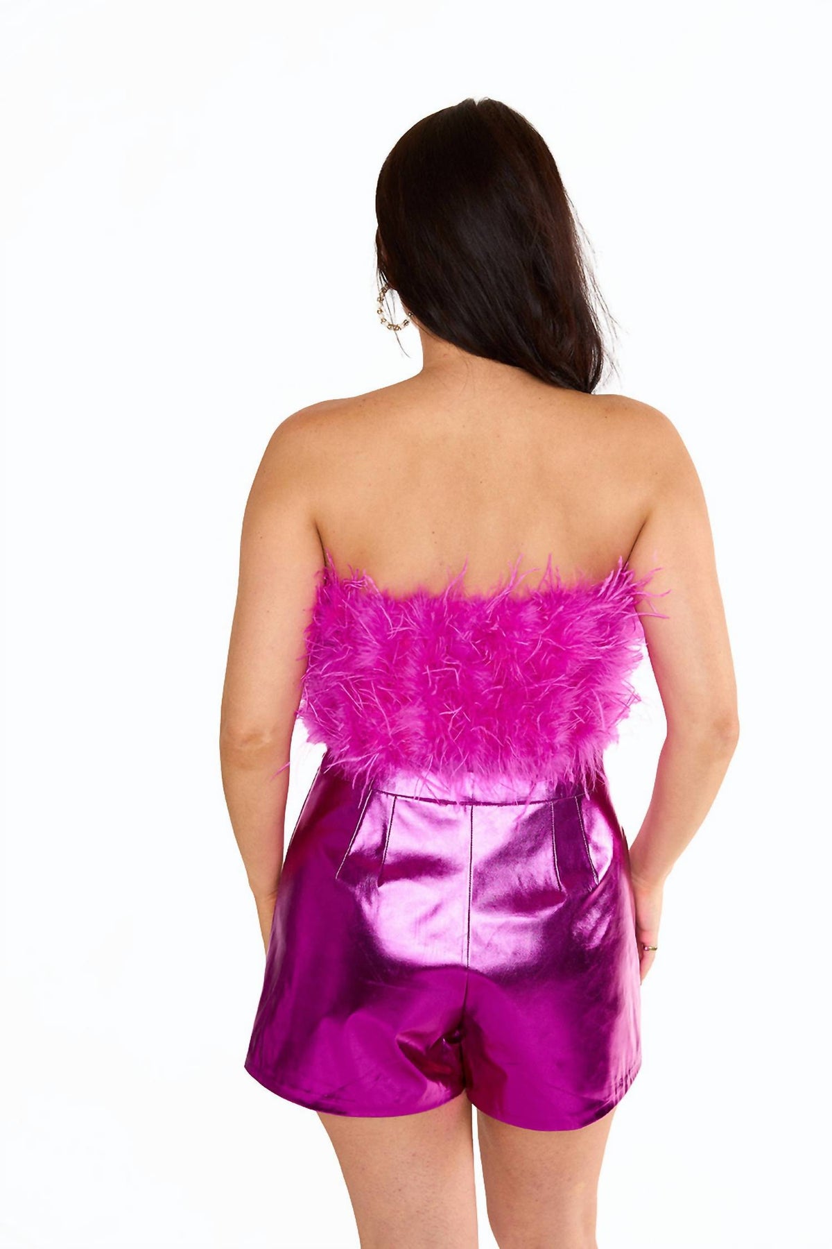 Buddylove - Fancy Strapless Feather Crop Top