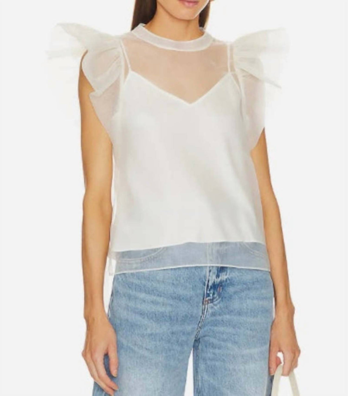 Buddylove - Ruffle Sleeve Mesh Top