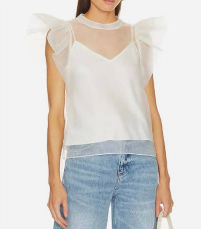 Buddylove - Ruffle Sleeve Mesh Top
