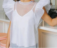Buddylove - Ruffle Sleeve Mesh Top