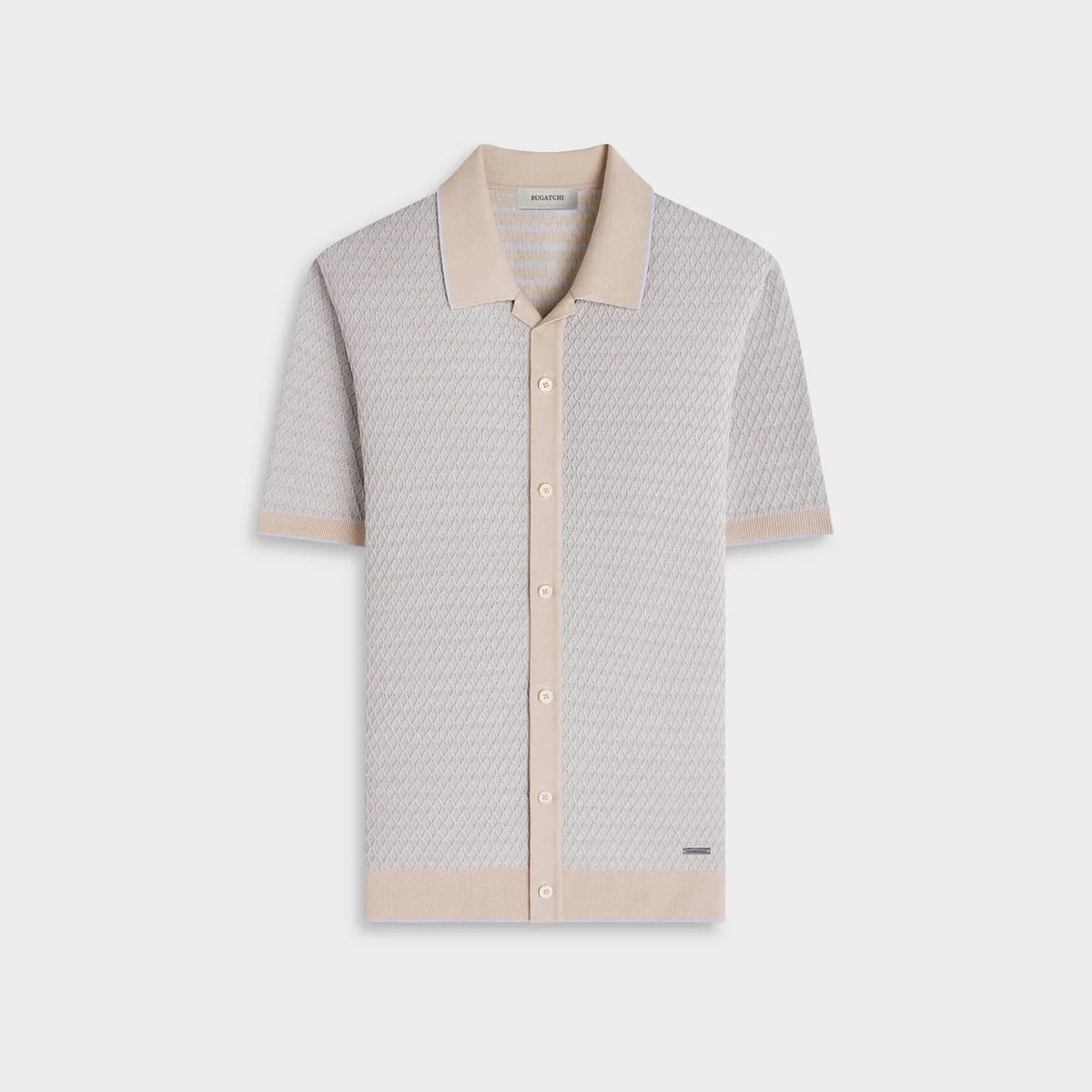 Bugatchi Uomo - Men's Two-Tone Honeycomb Button-Front Short-Sleeve Sweater