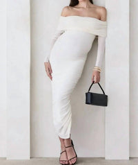 Bumpsuit - Soft Mesh Off-shoulder Maternity Dress