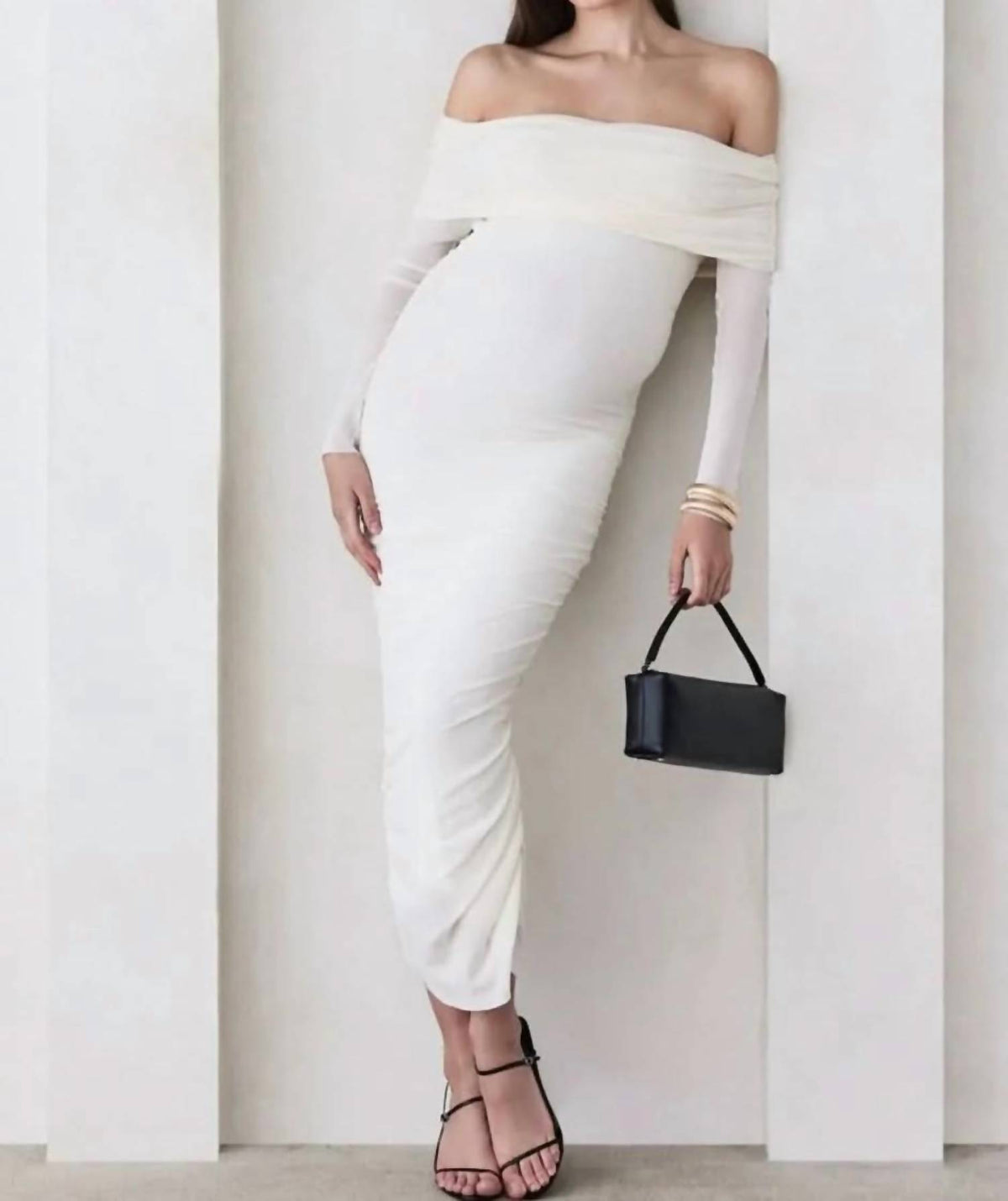 Bumpsuit - Soft Mesh Off-shoulder Maternity Dress