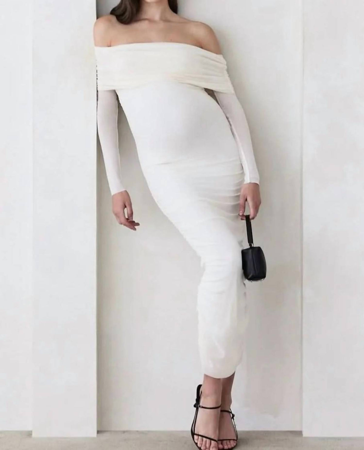 Bumpsuit - Soft Mesh Off-shoulder Maternity Dress