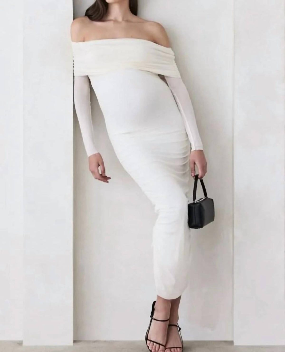 Bumpsuit - Soft Mesh Off-shoulder Maternity Dress