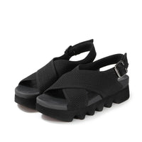 Bussola - Women's Cantara Capri Criss Cross With Zig Zag Base Sandal - black - sandals - shoes