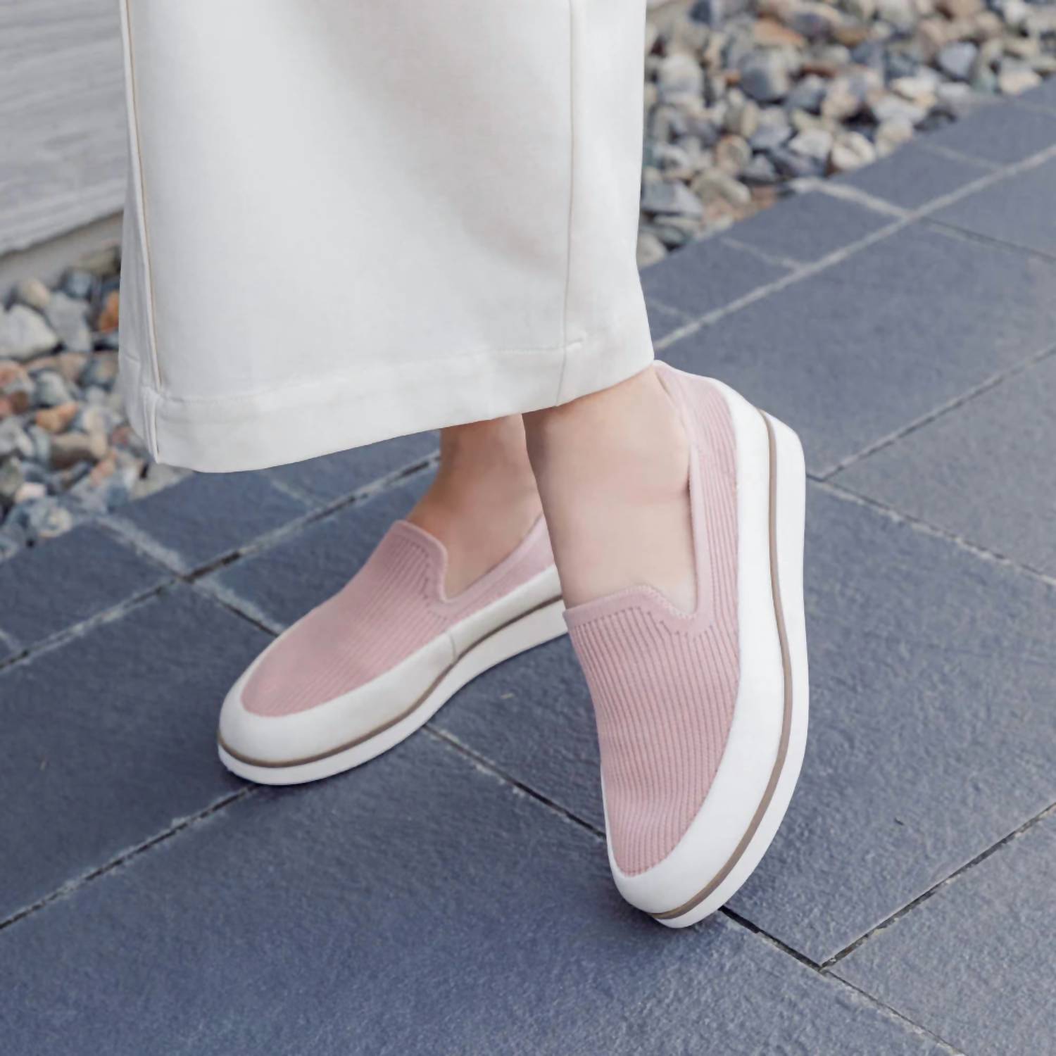 Bussola - Women's Kajsa Koln Knit Slip - on Shoes - leather - pink - shoes