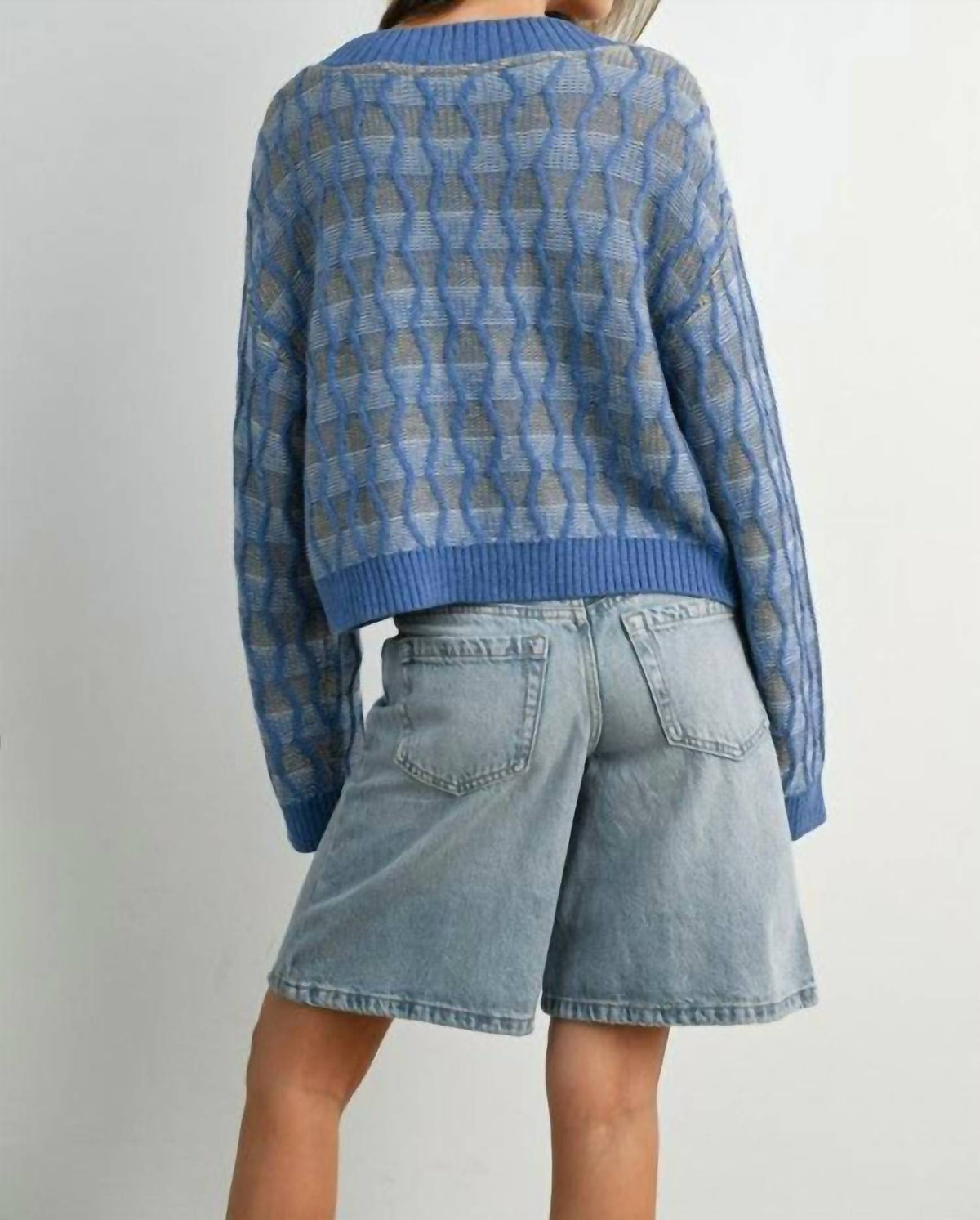 Buttermelon - Geometric V-neck Sweater