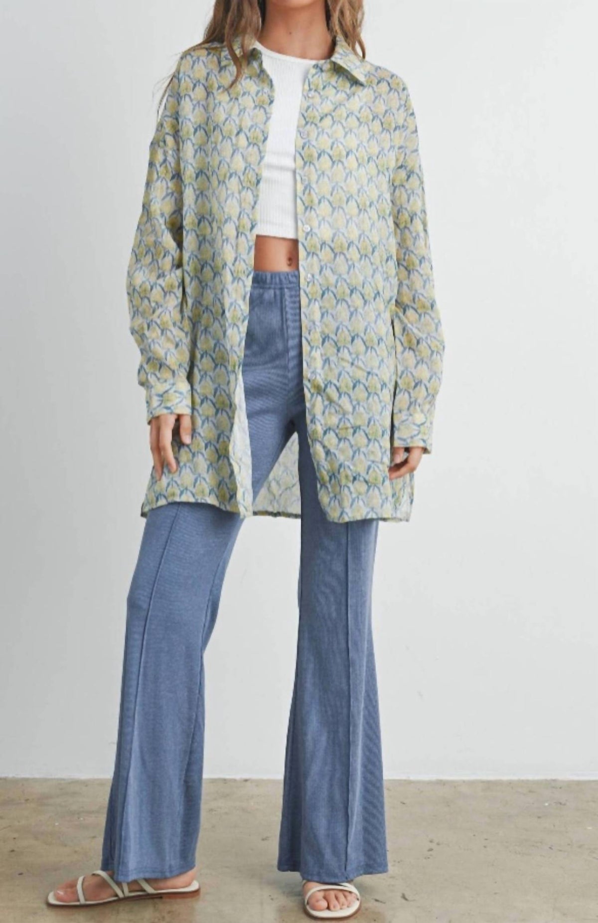 Buttermelon - Golden Bloom Oversized Button-down Shirt