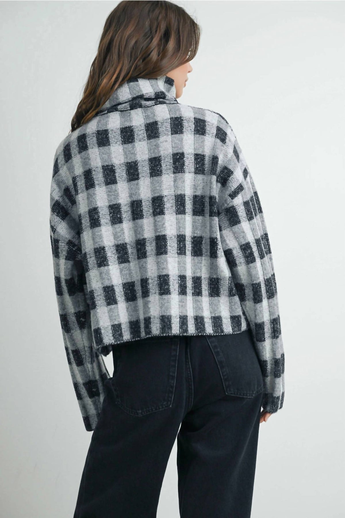 Buttermelon - Sanders Check Turtleneck Sweater Top