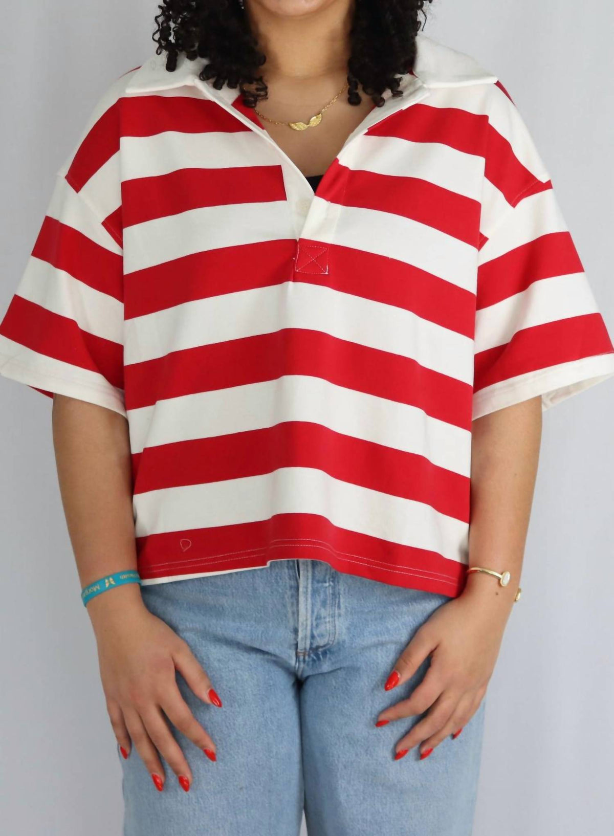 Buttermelon - Striped Oversized Polo Shirt