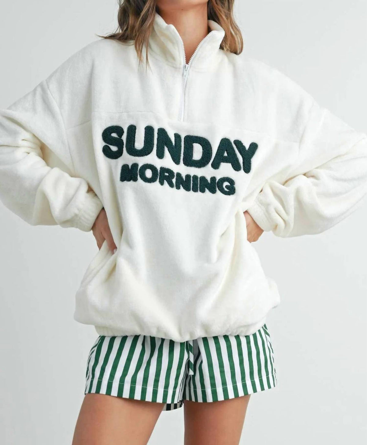 Buttermelon - Sunday Morning Half-zip Pullover Sweatshirt