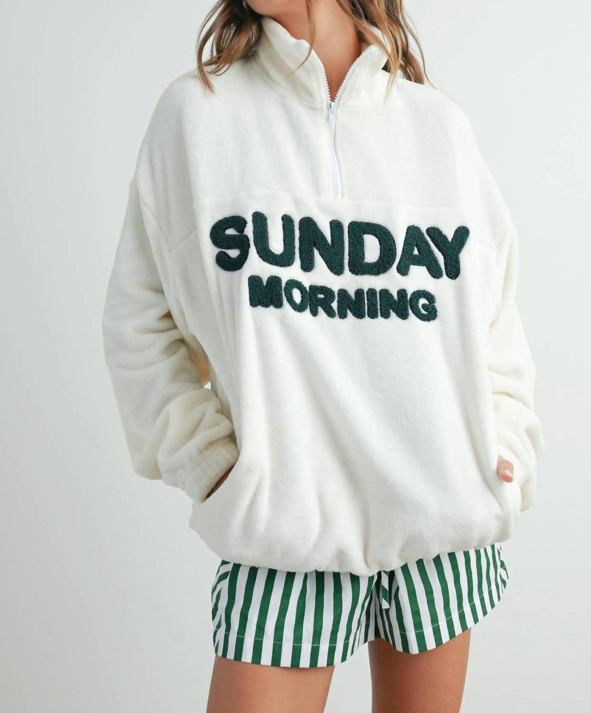 Buttermelon - Sunday Morning Half-zip Pullover Sweatshirt