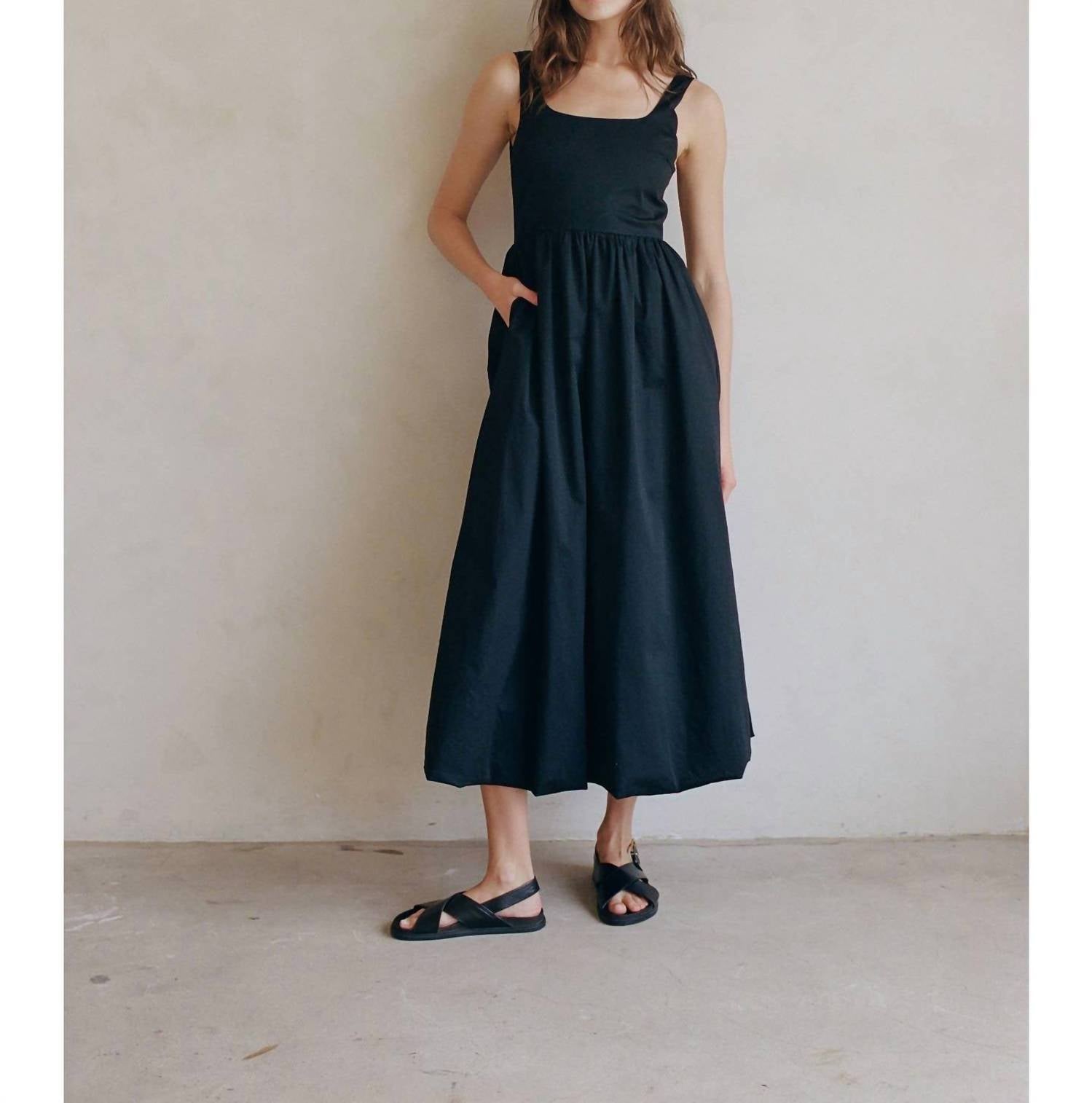 By Together - Bubble Hem Maxi Dress - black - clothing - cotton