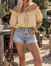 By Together - Crop Drawstring Peasent Top