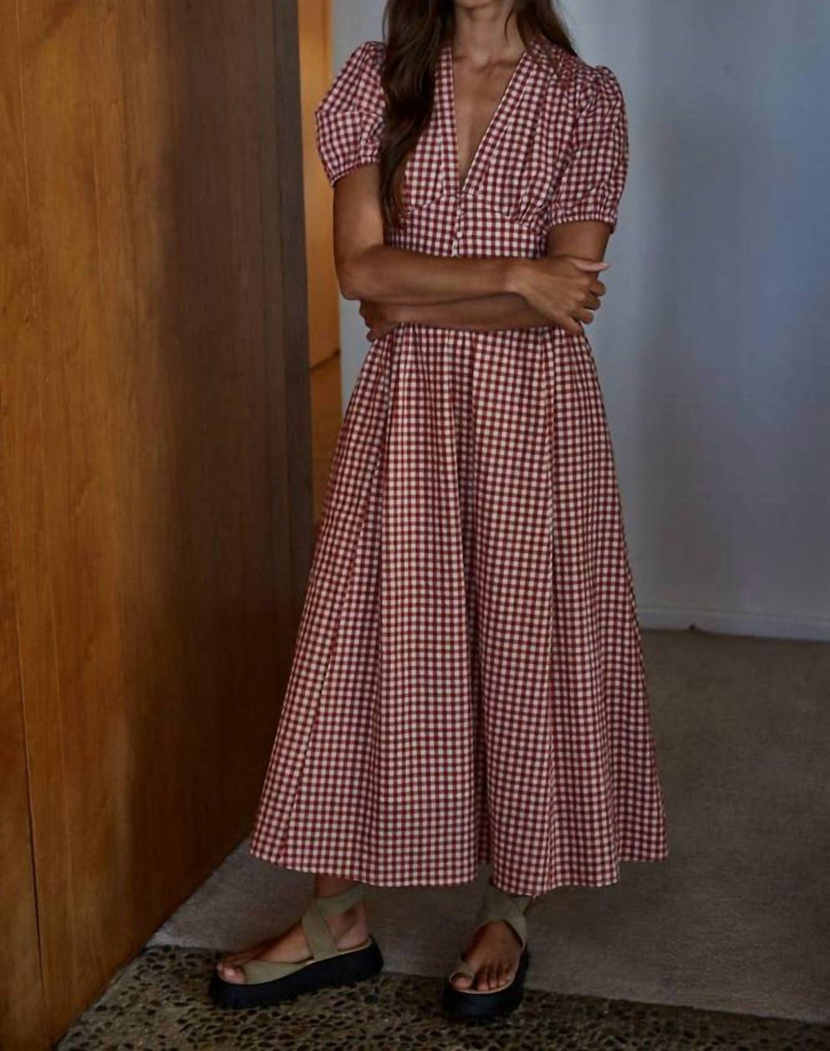 By Together - Gingham Print Button-down Dress