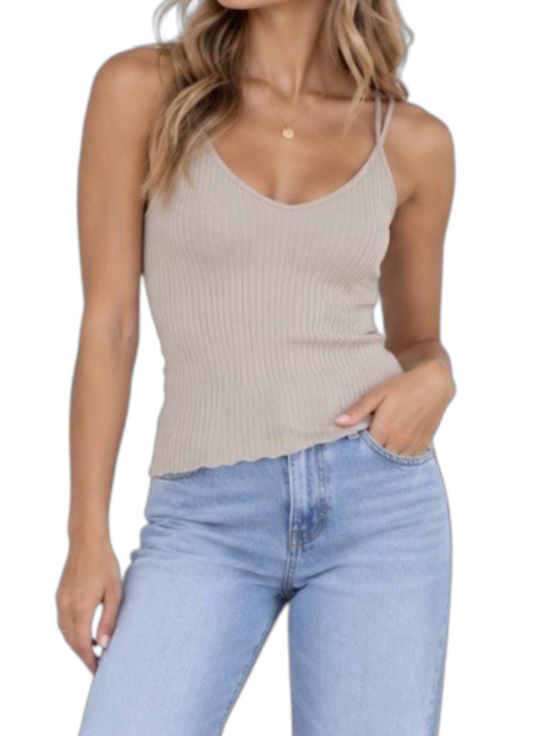By Together - Ribbed Spaghetti Tank Top